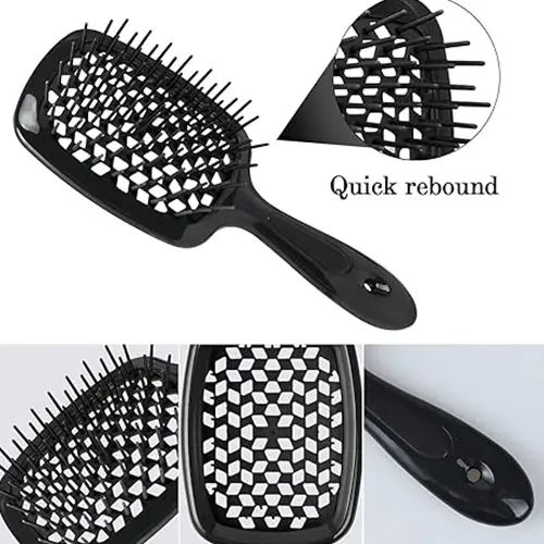 Hair Brush Comb For Hair Detangling Hair Brush Women Hair Styling Brush Hairbrush For Fine Hair Massage Comb Straw Hair Brush Vented Black+Black