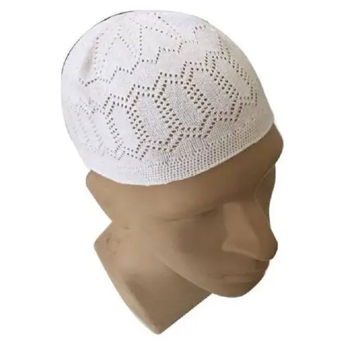 Knitted Prayer Cap - Namaz Cap for men - Pakistani prayer cap - Color White