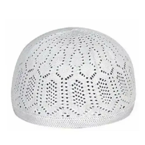 Knitted Prayer Cap - Namaz Cap for men - Pakistani prayer cap - Color White