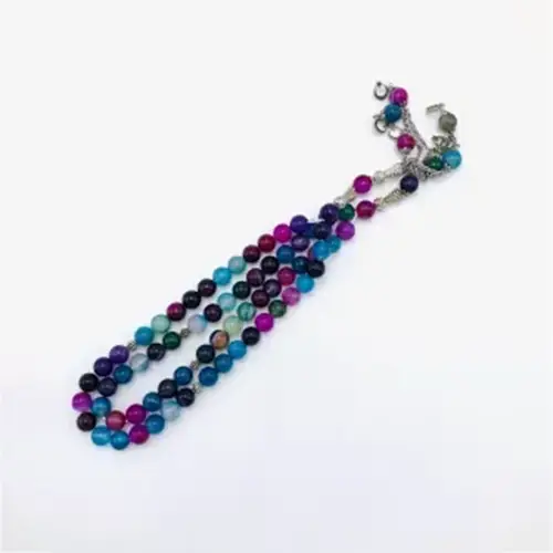 Premium Multi Color Crystal Tasbih – 8mm 100 Beads Prayer Tasbeeh hand Made - Color Multi
