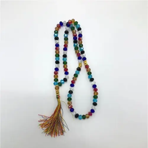 Premium Multi Color Crystal Tasbih – 8mm 100 Beads Prayer Tasbeeh hand Made - Color Multi
