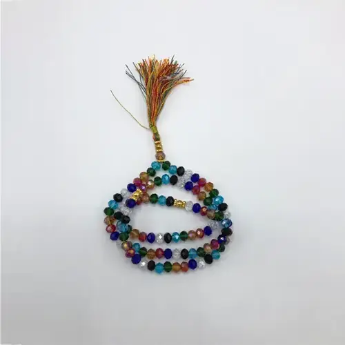 Premium Multi Color Crystal Tasbih – 8mm 100 Beads Prayer Tasbeeh hand Made - Color Multi
