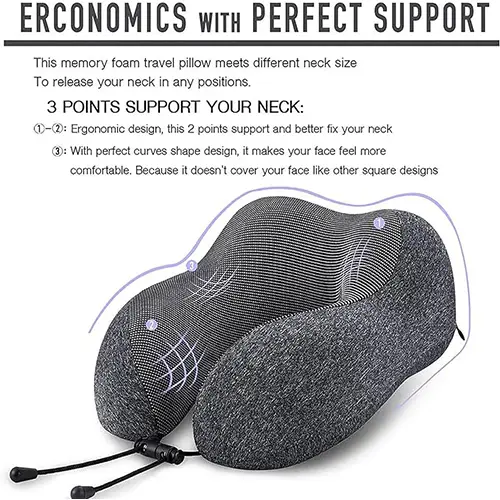 THMINS Travel Pillow, For Sleeping Airplane, Car Neck Pillow for Travel, U Shaped Neck Support Comfortable & Breathable Cover, Airplane Travel Kit.