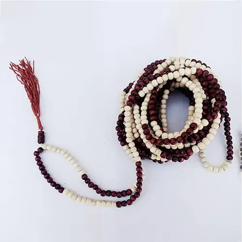 Wooden Tasbeeh Misbaha Islamic Gift Tasbih Prayer 99 Beads - Color Brown/Cream Mix