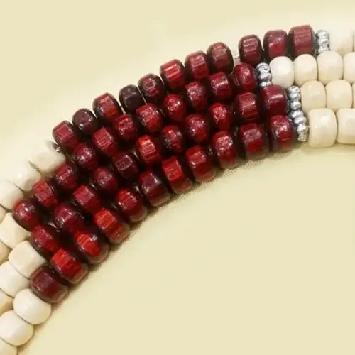 Wooden Tasbeeh Misbaha Islamic Gift Tasbih Prayer 99 Beads - Color Brown/Cream Mix